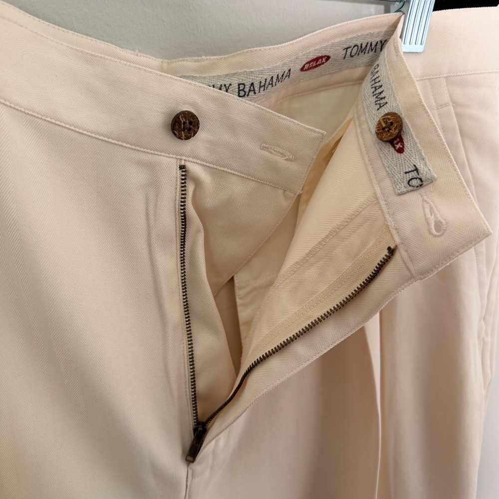 Tommy Bahama Silk Pleated Vintage Shorts (38) Khaki Beige Resort Golf Relax - Picture 7 of 14
